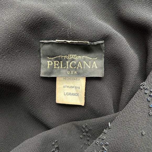 Vintage Y2k 90s Beaded Whimsigoth fairy goth maxi dress tiered hem formal large - Picture 6 of 8